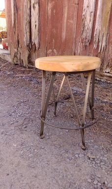 Custom Made Chair Height Cafe Stools From Reclaimed Wood And Metal