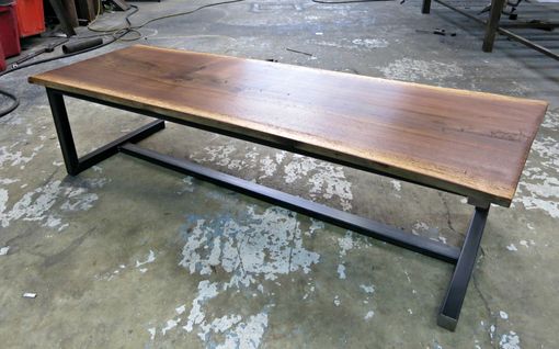 Custom Made Walnut And Steel Contemporary Coffee Table