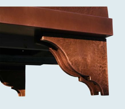 Custom Made Copper Range Hood With Corbels & Stack
