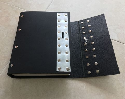 Custom Made Black Industrial Goth Lockable Steampunk Leather Journal