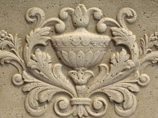 Custom Made Travertine Decorative Relief Tile With Ornate Border