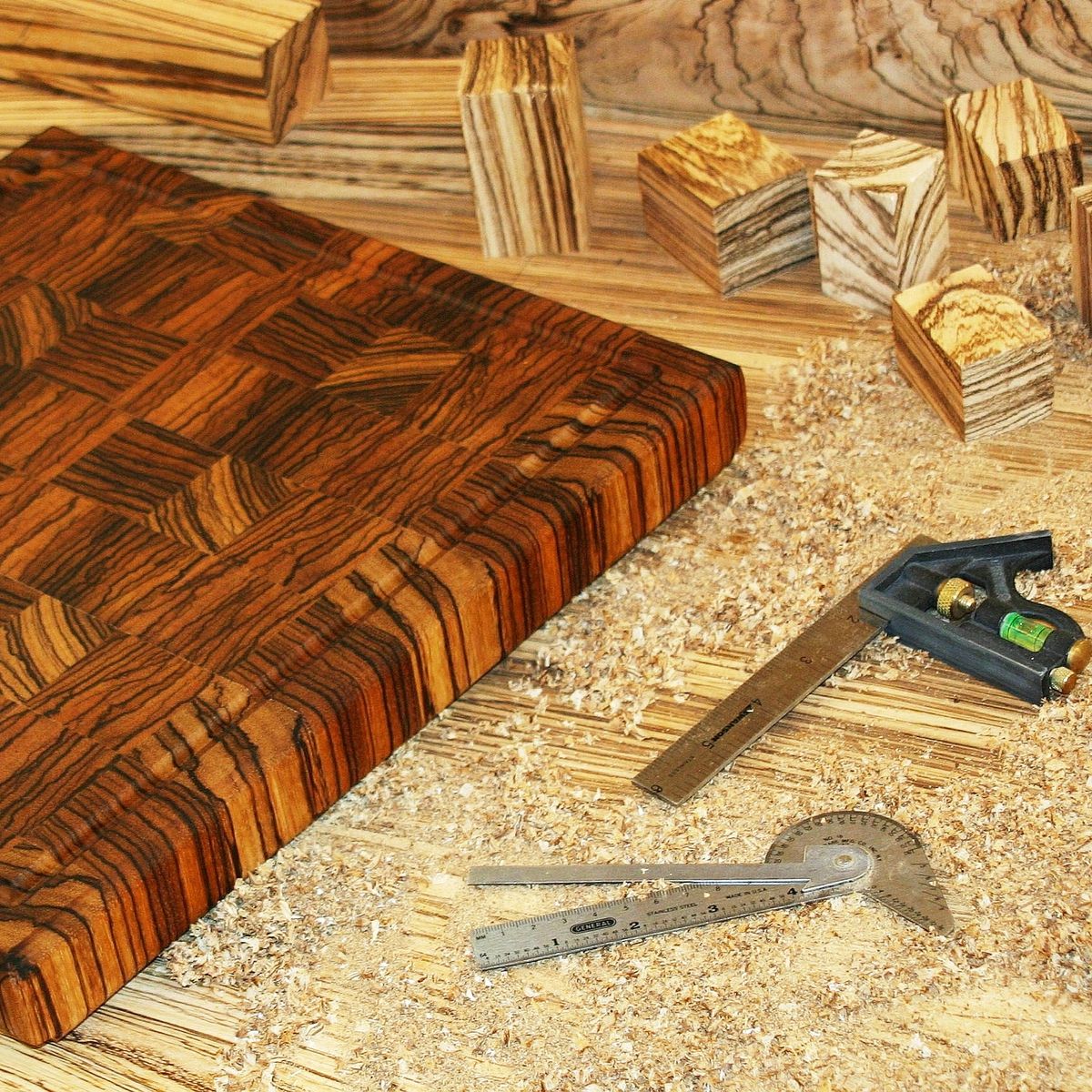 Hand Crafted Zebrawood End Grain Cutting Board by Carolina Wood Designs