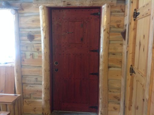Custom Made Rustic Pine Entry Door With Speak Easy Door