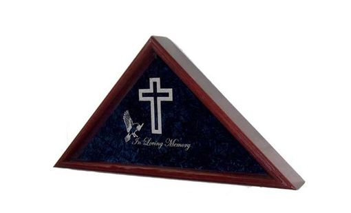 Custom Made Large Flag Display Case With Engraved Symbols Of Faith