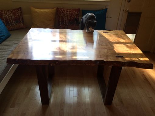 Custom Made Figured Maple And Walnut Dining Table