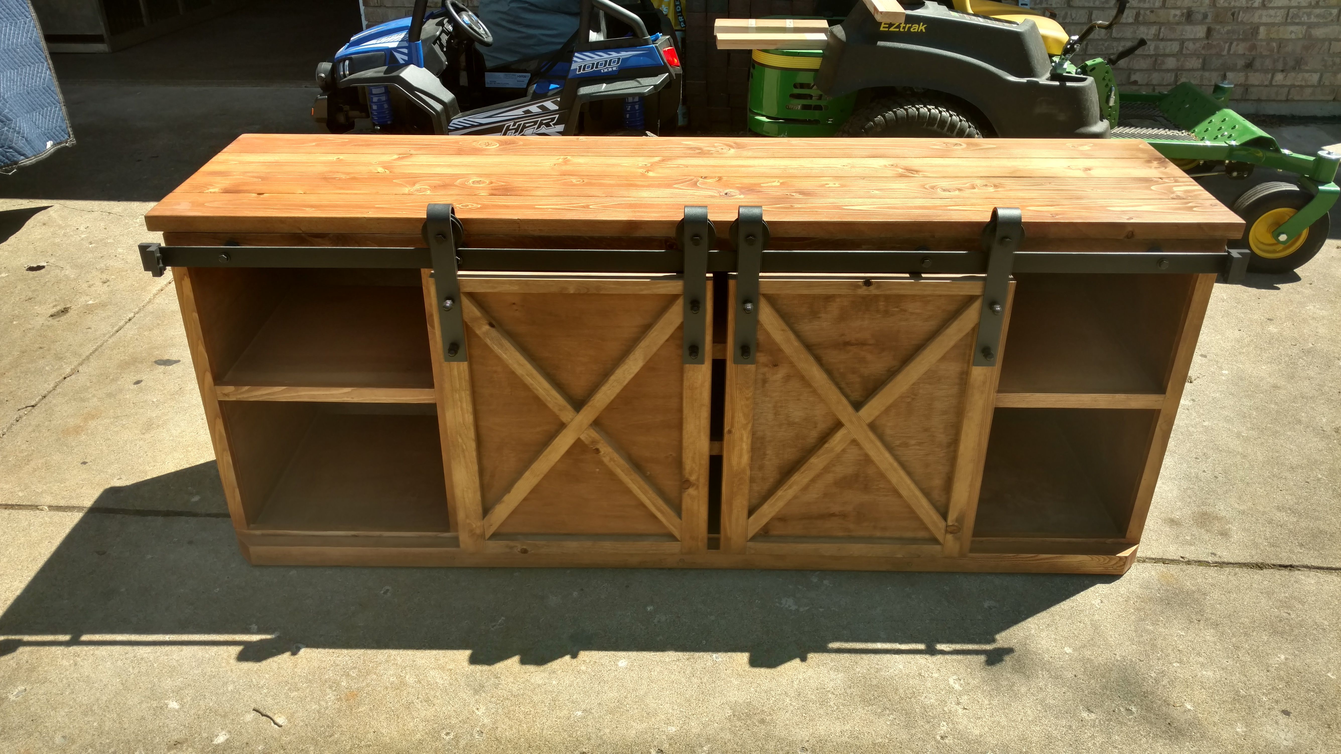 Hand Made Sliding Barn Door Entertainment Center by PDM Woodworking