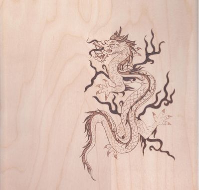 Custom Made Woodburn Pyrography Korean Dragon