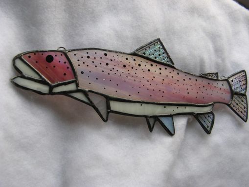 Custom Made Iridescent Stained Glass Rainbow Trout