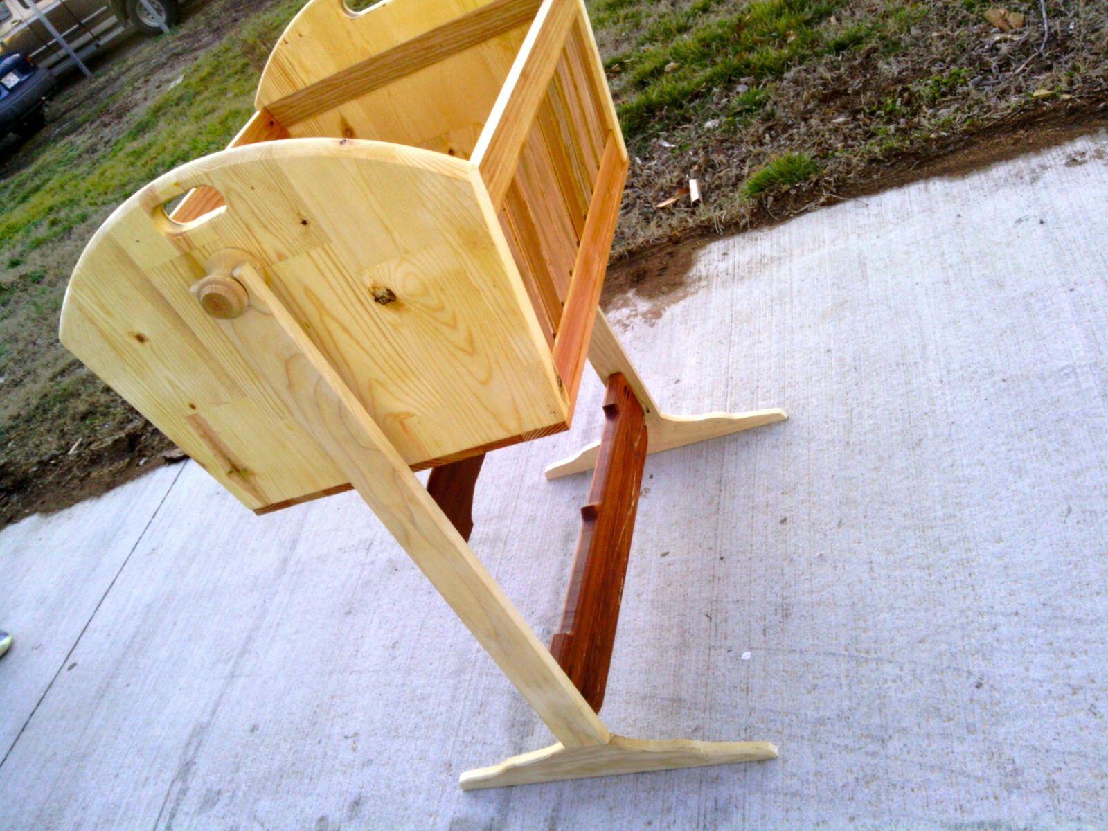 Buy Hand Made Wooden Rocking Cradle In Cherry, Oak, And Pine, made to