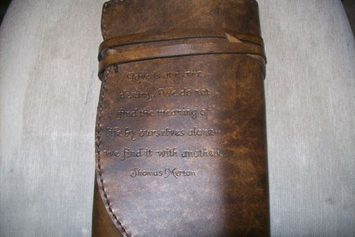 Custom Made Custom Leather Journal With Scalloped Edge In Weathered Color