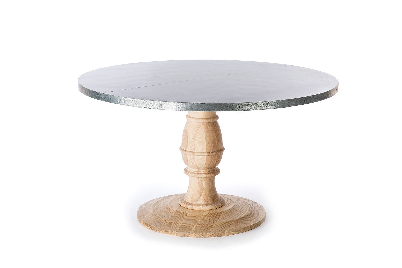 Providence Round Zinc Top Dining Table, Zinc Top Round Dining Table