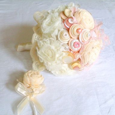 Custom Made Cream And White Buttons Bridal Bouquet