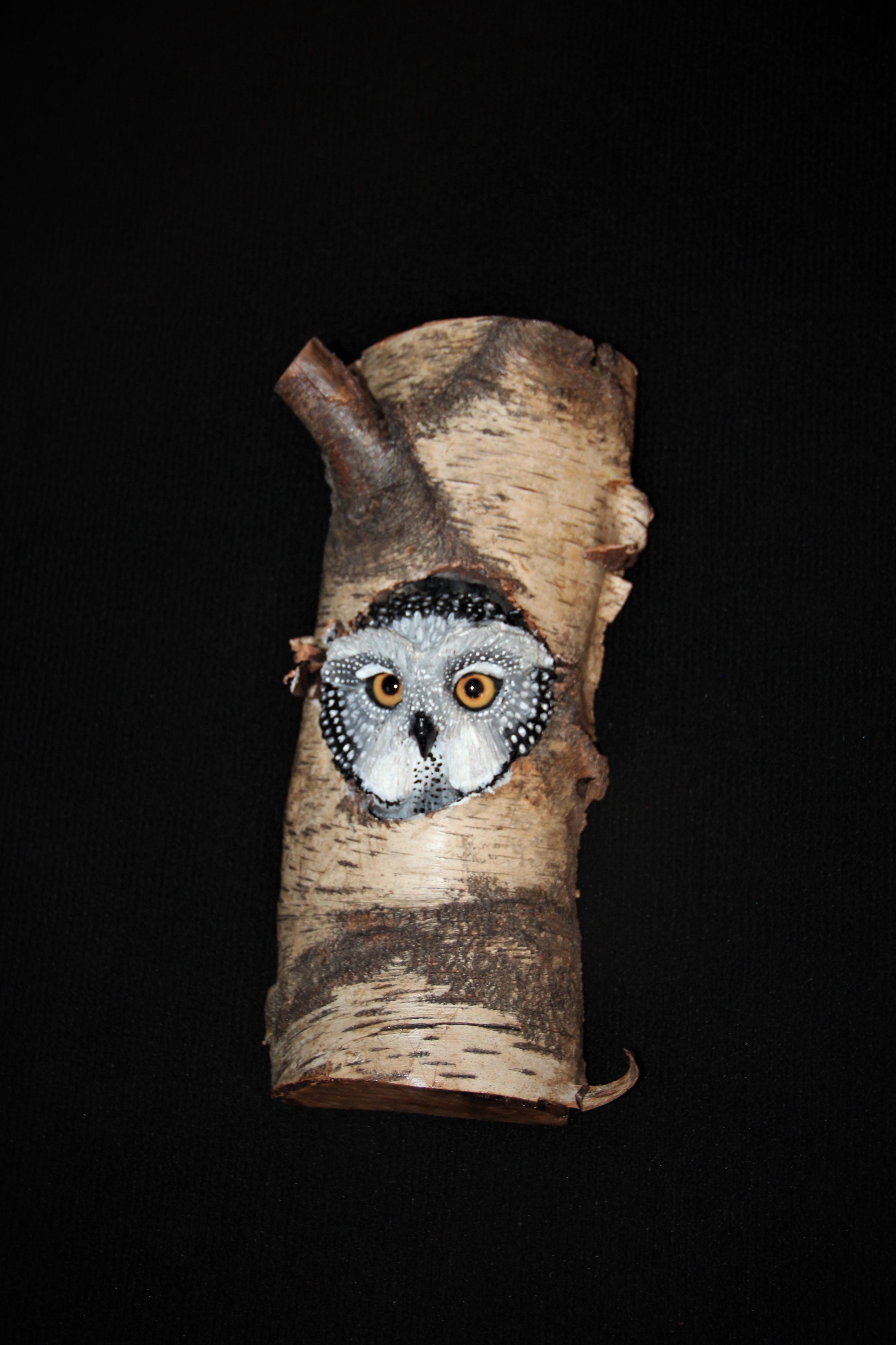 Custom Made Birch Wood Owl Wall Carving by Donna Maries Art