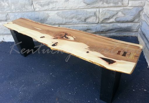 Custom Made Live Edge Bench- Modern Bench- Modern Coffee Table- Natural Wood- Wooden Bench- Hickory