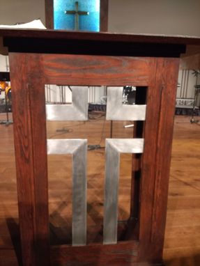 Custom Made Red Oak And Steel Pulpit