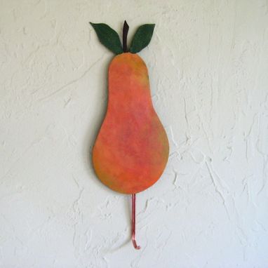 Custom Made Handmade Upcycled Metal Pear Towel Holder