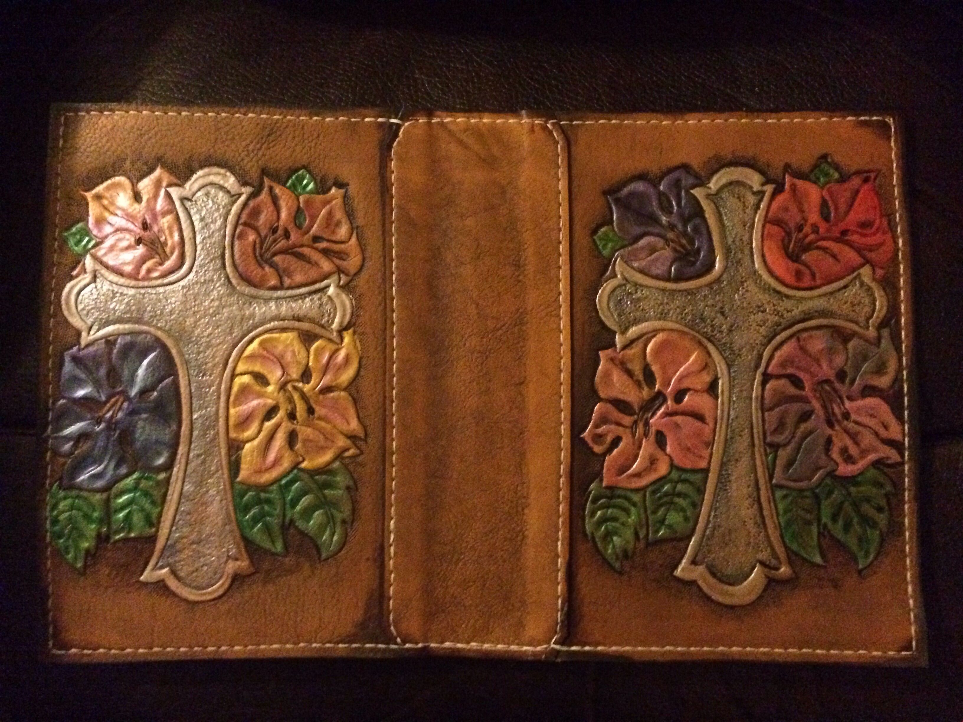 Buy Hand Made Custom Leather Bible Cover, made to order from Saxon