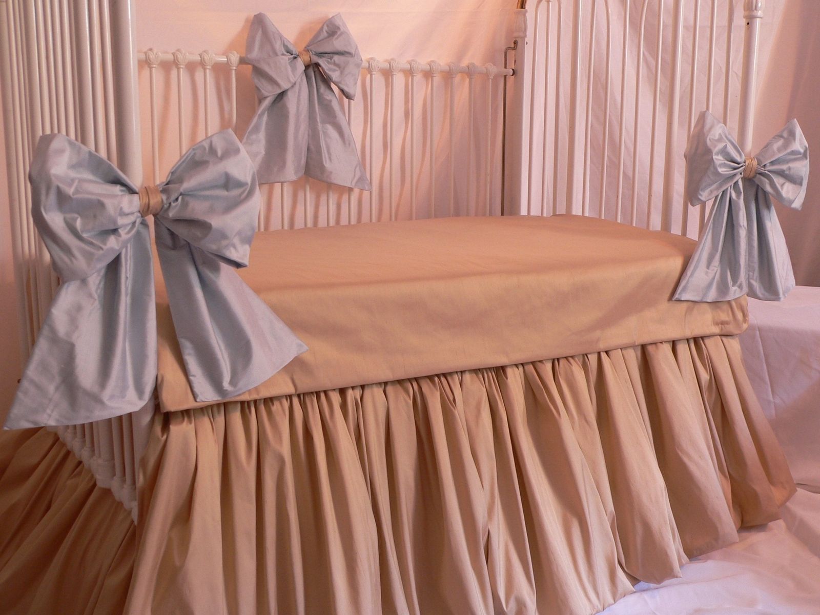 Custom Made Simply Silk Crib Bedding by Caty's Cribs