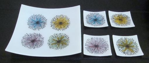 Custom Made Floral Bursts- Fused Glass Plate Set