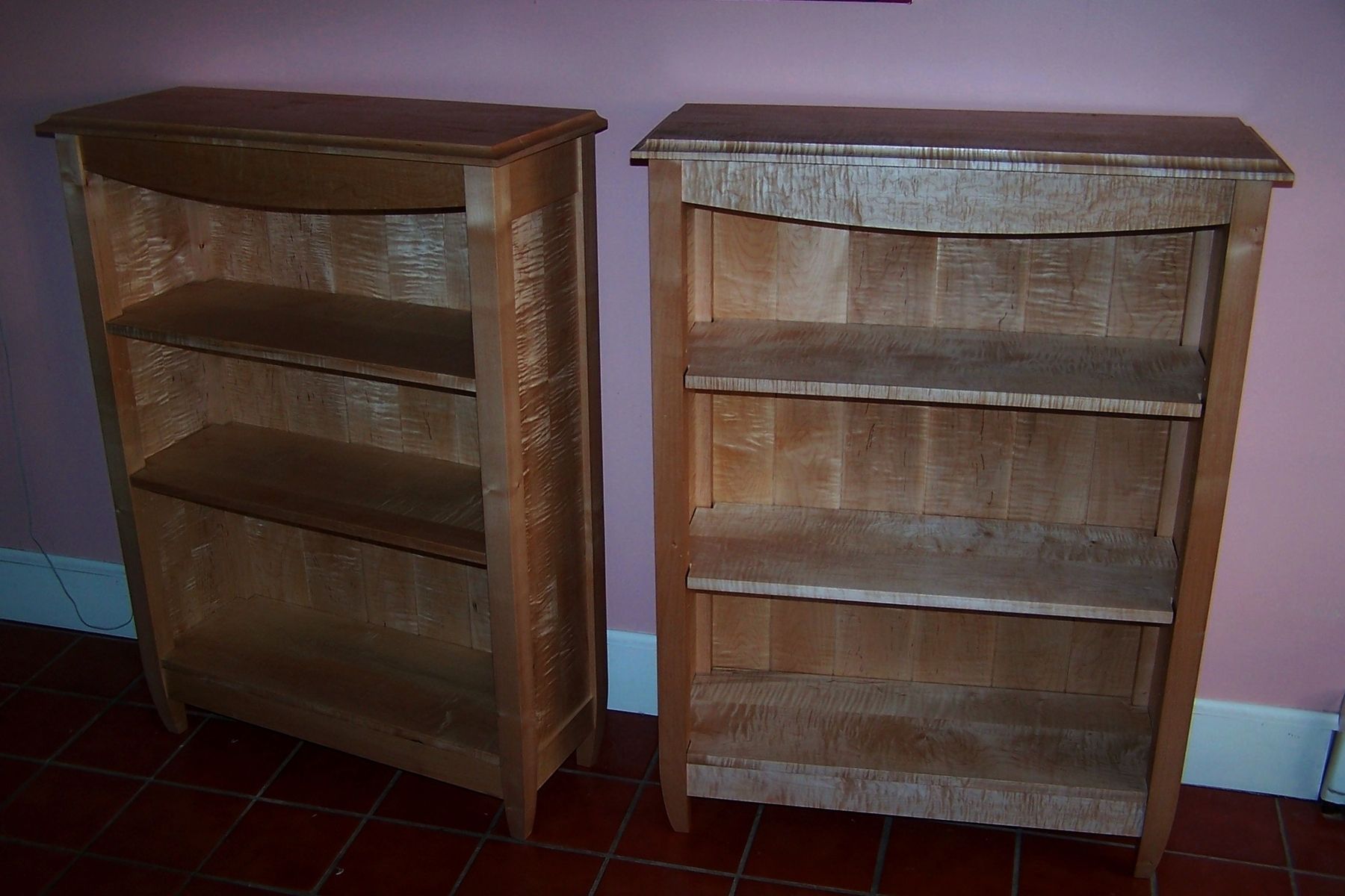 Custom Made Tiger Maple Bookcase by Blue Hill & Woodwork