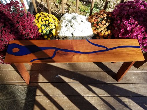 Custom Made Cherry And Epoxy Entryway Bench