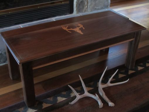 Custom Made Custom Coffee Table- Walnut Coffee Table With Deer Antler Inlay