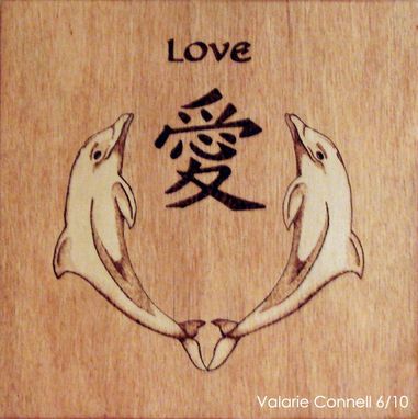 Custom Made Feng Shuiwood Burned Wall Hanging 'Love' (Pyrography)