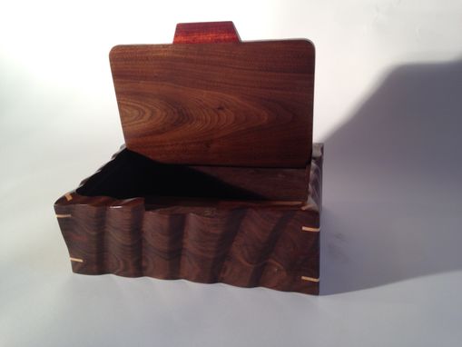 Custom Made Sculpted Jewelry, Keepsake, Or Watch Box In Quilted Maple & Walnut