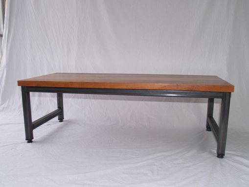 Custom Made Wood And Steel Coffee Table