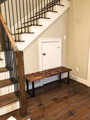 Custom Made Handmade Bench Walnut Entryway Bench Living Room Bench Hallway Bench Slatted Bench