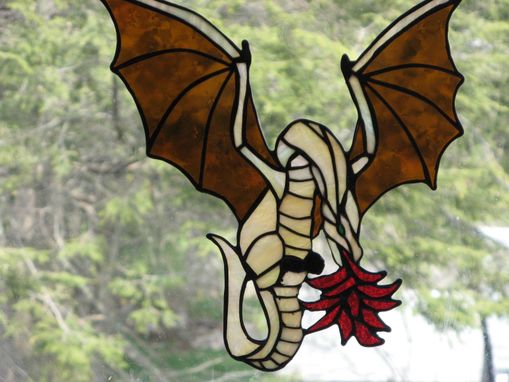 Custom Made Fire-Breathing Dragon Stained Glass Art