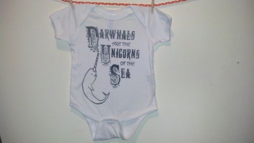 Custom Made Sale Narwhals Are The Unicorns Of The Sea, Original Screen Printed Baby White Onesie