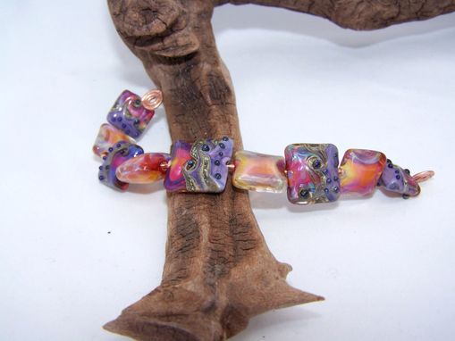 Custom Made Purple Passion Square Lampwork Beads