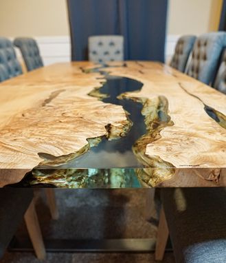 Custom Made Custom Epoxy River Dining Table - Conference Table