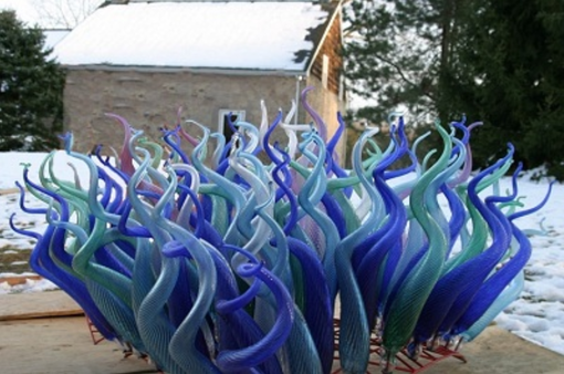 Custom Made 'Outdoor Glass Garden Sculptures' | Glass Art - Internally Lit