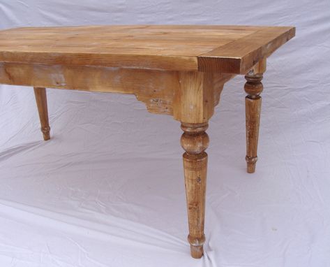 Custom Made Antique Style Farm Table With Drop Leaf Extensions - On Sale