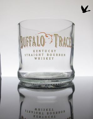 Custom Made Buffalo Trace Whiskey Upcycled Glass Tumbler