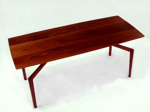 Custom Made Walnut Coffee Table, Modern Spider Leg Design - Mid-Century Modern, Scandinavian Design Influence