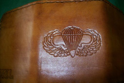 Custom Made Custom Leather Imperial Trifold Wallet With Air Force Logo And Personalization