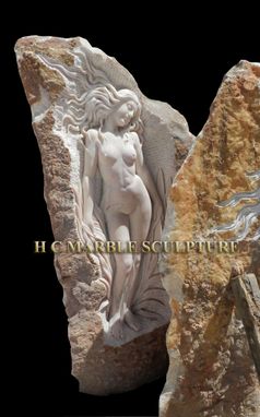Custom Made Unique Sculpture Nude Maiden Carved Standing Inside Rock.
