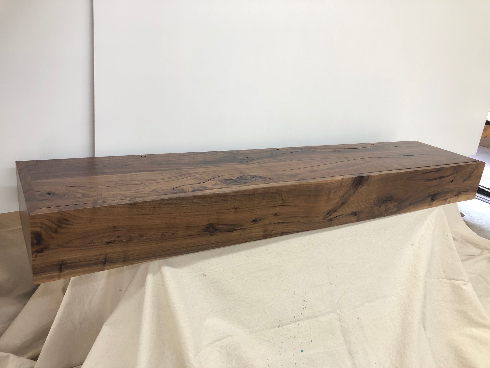 Buy Custom Made Hidden Storage Mantel, Knotted Walnut Fireplace Mantel