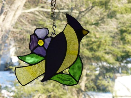 Custom Made Purple And Yellow Stained Glass  Lakers Bird