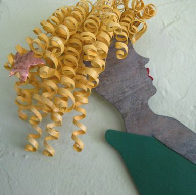 Custom Made Mermaid Wall Art Decor - Anna - Bathtub Starfish Wine Blonde Handmade Reclaimed Metal Sculpture