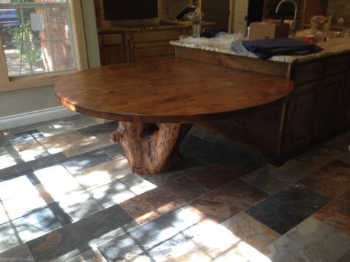 Custom Made Pecan Table Sitting On Pecan Stump