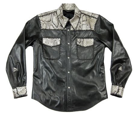 Custom Made Mens Lambskin And Python Cordovan Laced Shirt-Jacket