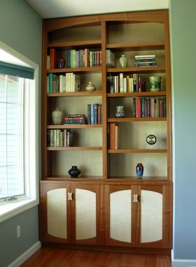 Custom Made Sapele And Curly Maple Bookcase And Cabinet