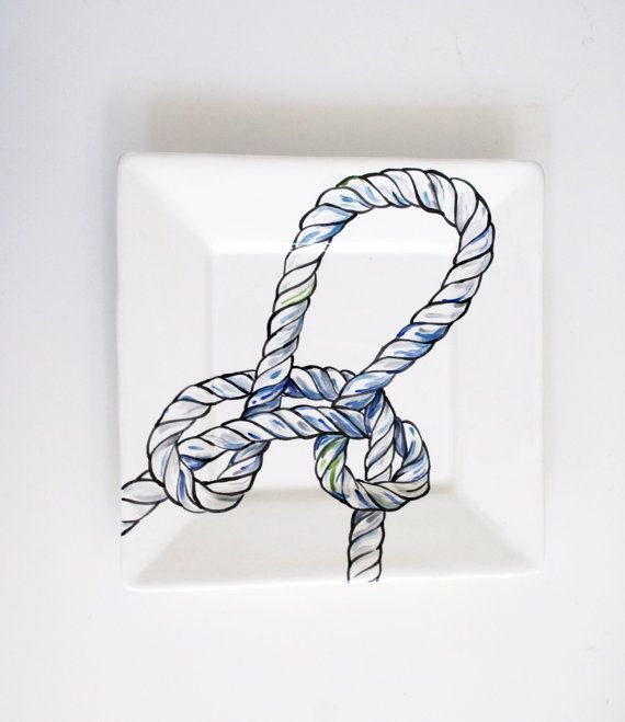 Buy Hand Crafted Nautical Knot Dinner Plates, Set Of 6 Square Dishes