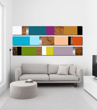 Custom Made "Mod Colorblock" 60x36 - Wood Wall Art, Metal Wall Art, Modern Wall Art, Mid Century Modern