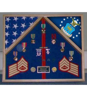 Custom Made Navy Flag Case For 2 Flags And Medals
