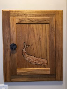 Custom Made Teak Medicine Cabinet With Sperm Whale Inlay